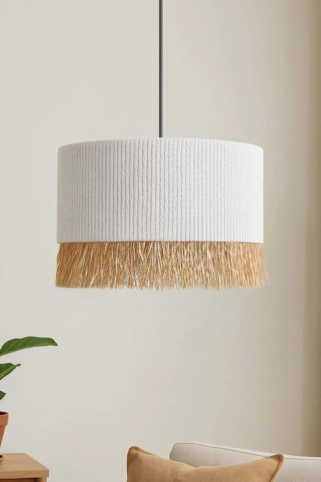 Opviq BK090 Lámpara de Araña con Tapa de Macramé Blanca Opviq BK090 Lámpara de Araña con Tapa de Macramé Blanca